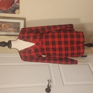 Michael Kors red and black plaid tunic shirt size Medium